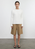 PANTS/SHORTS TWILL BERMUDA SHORT IN FATIGUE Enza Costa