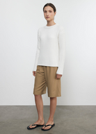 PANTS/SHORTS TWILL BERMUDA SHORT IN FATIGUE Enza Costa