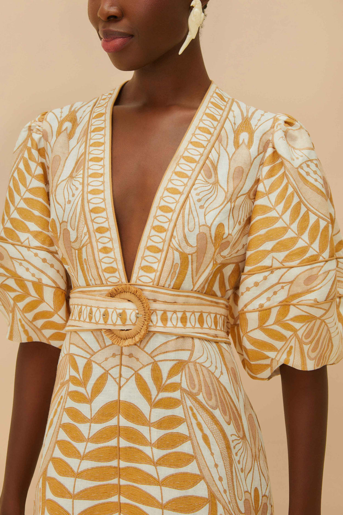 DRESSES/JUMPSUITS Lace Nature Mini Dress in Marigold Farm Rio