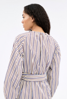 DRESSES/JUMPSUITS Fancy Stripe Belted Dress in Baltic Blue Odeeh