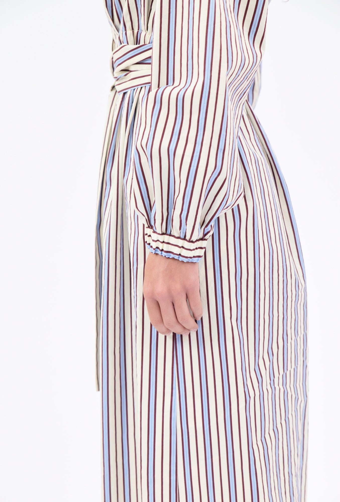 DRESSES/JUMPSUITS Fancy Stripe Belted Dress in Baltic Blue Odeeh