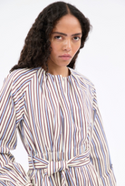 DRESSES/JUMPSUITS Fancy Stripe Belted Dress in Baltic Blue Odeeh