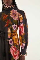 DRESSES/JUMPSUITS Chenille Flowers Midi Dress in Black Farm Rio