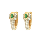 JEWELRY Diamondback Emerald Snake Hoop Pair in Yellow Gold Three Stories Jewelry