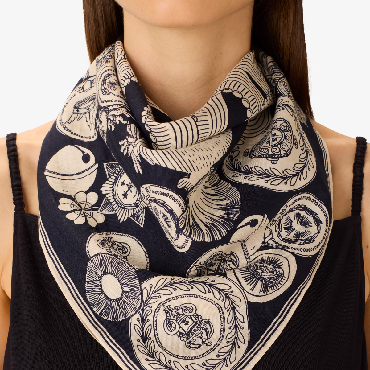 ACCESSORIES Octopus Square Scarf in Navy Inoui Editions