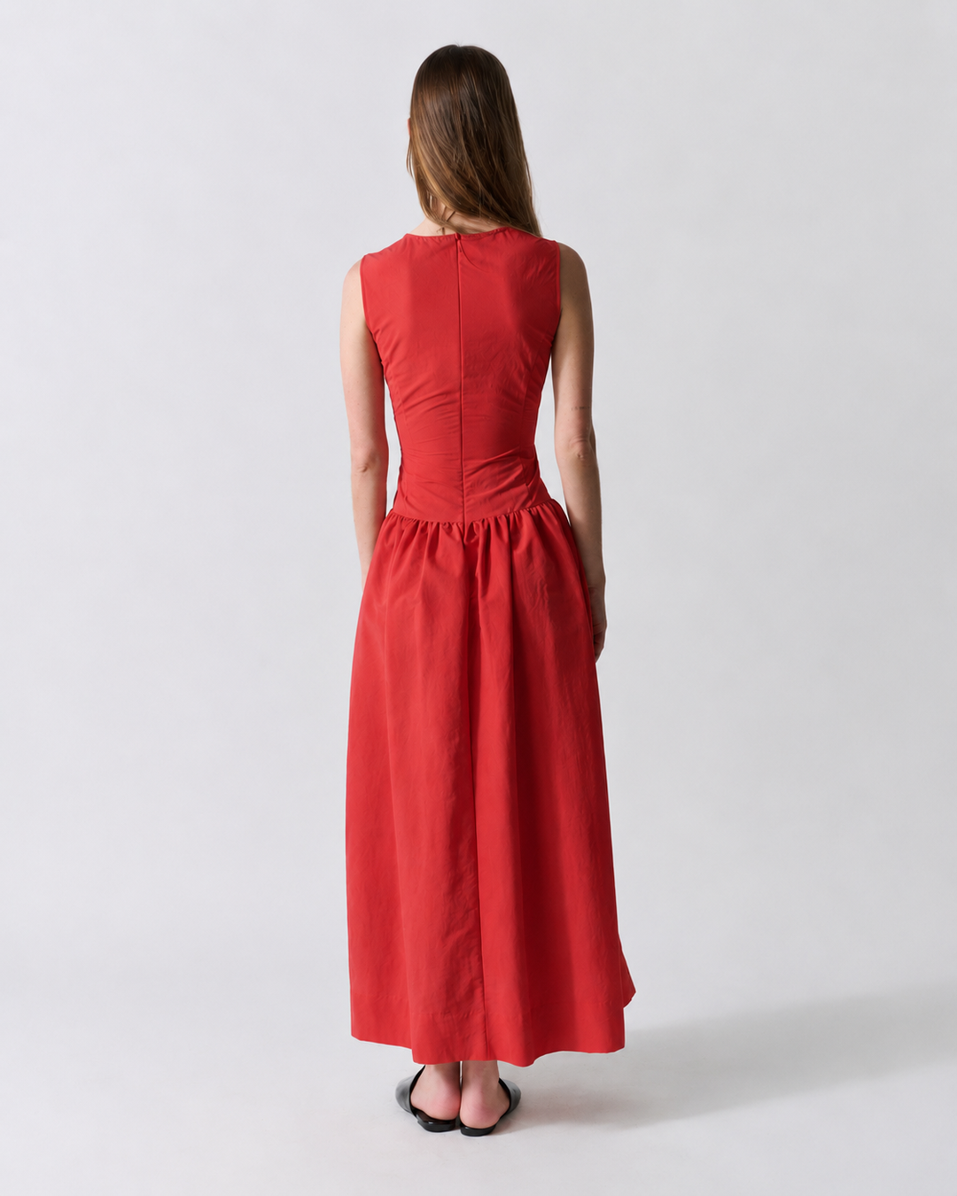 DRESSES/JUMPSUITS Long Structured Dress in Tomato Claudent