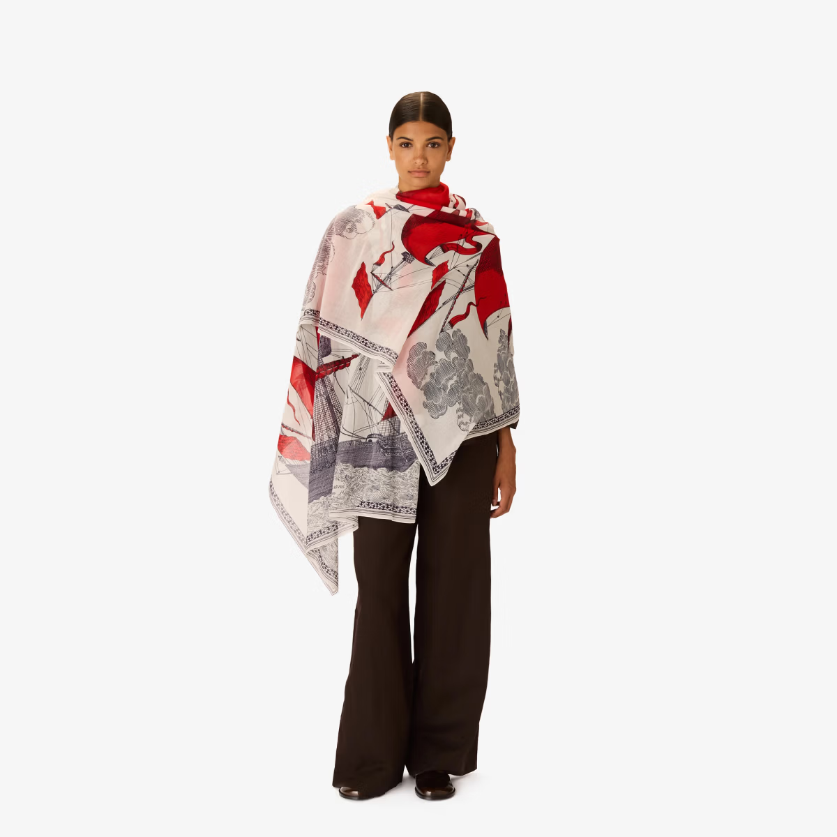 ACCESSORIES Des Rives Et Des Rives Scarf in Red Inoui Editions