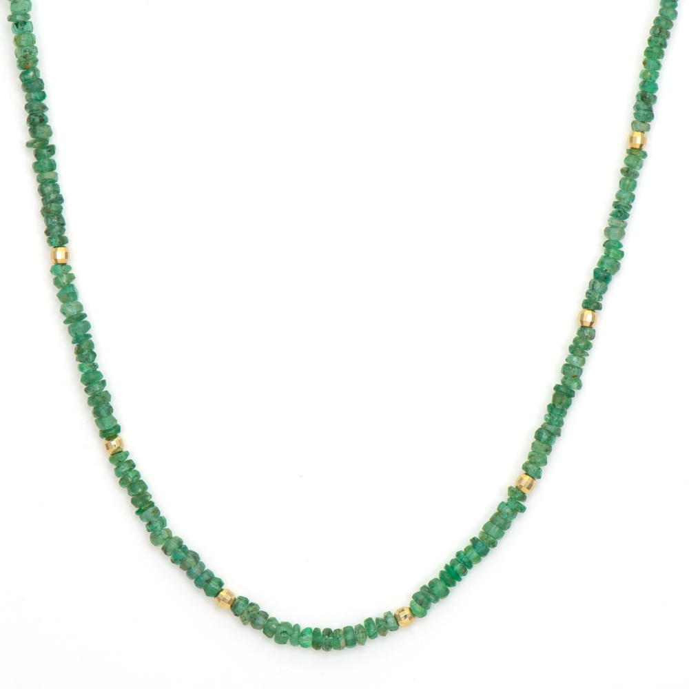 JEWELRY DELICATE EMERALD BEADED NECKLACE Three Stories Jewelry