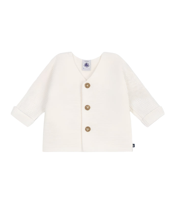 CHILDREN'S APPAREL Baby Cardigan in White Petit Bateau