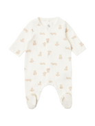 CHILDREN'S APPAREL Baby Teddy Bear Front Snap Footie in White Petit Bateau
