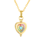 JEWELRY MEDIUM SPINNING DIAMOND, SAPPHIRE, & TURQUOISE HEART PENDANT Three Stories Jewelry