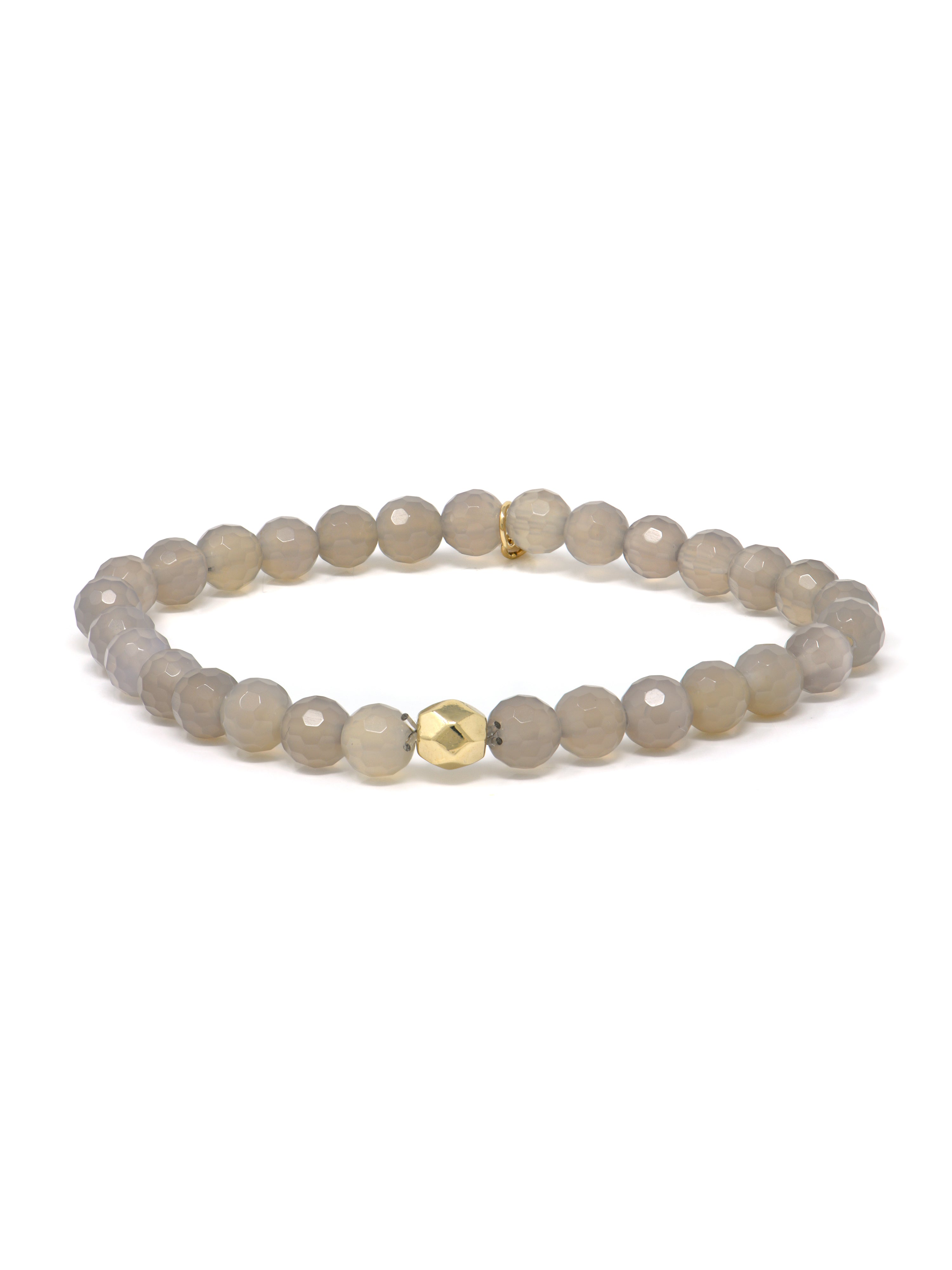 JEWELRY Grey Agate 6MM Beaded Bracelet Anzie