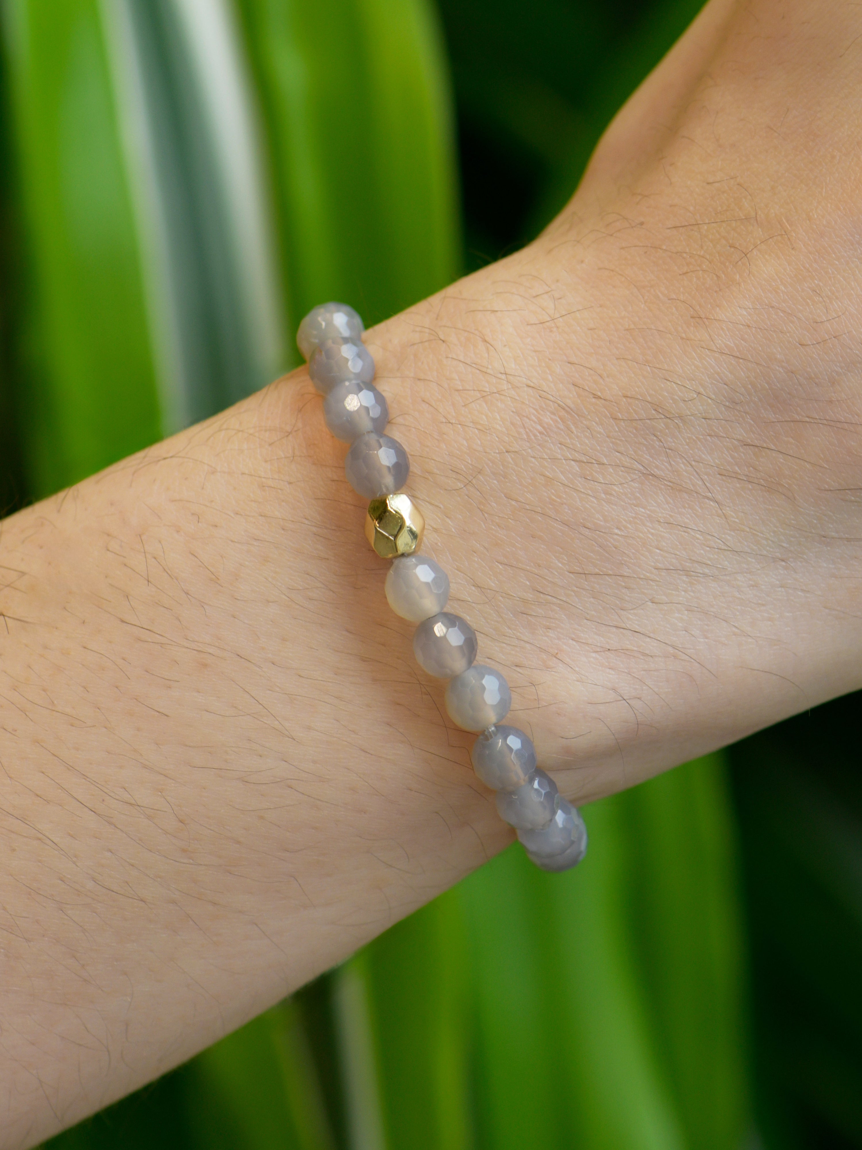 JEWELRY Grey Agate 6MM Beaded Bracelet Anzie