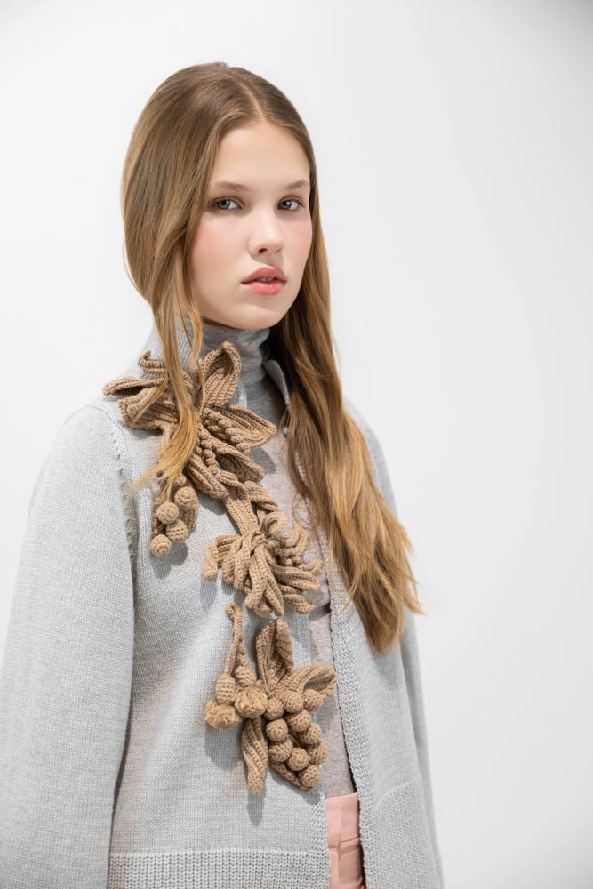 SWEATERS Cotton Floral Cardigan in Pearl Psophia