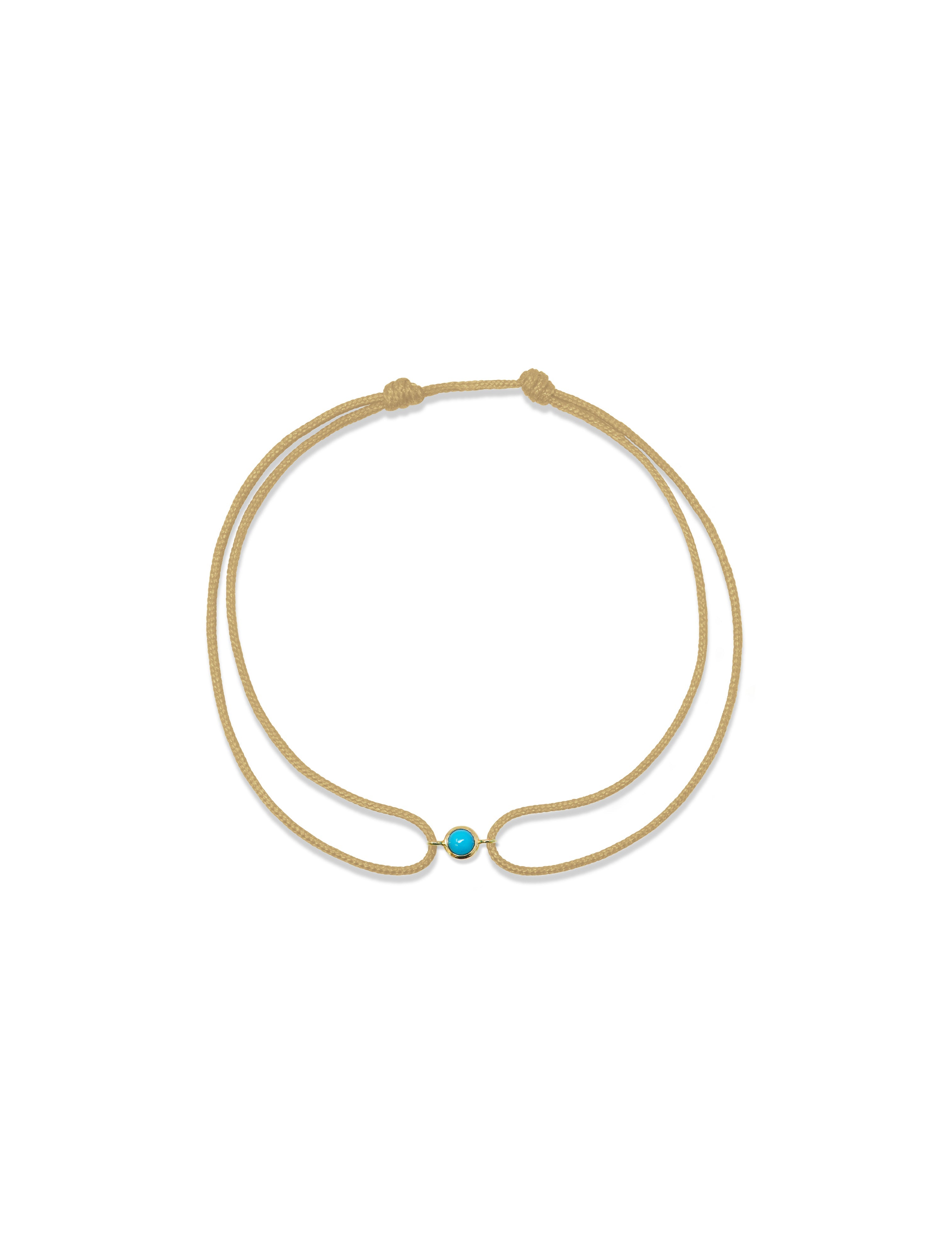 JEWELRY Amie Charm Cabochon Turquoise Silk Cord Bracelet in Beige Anzie