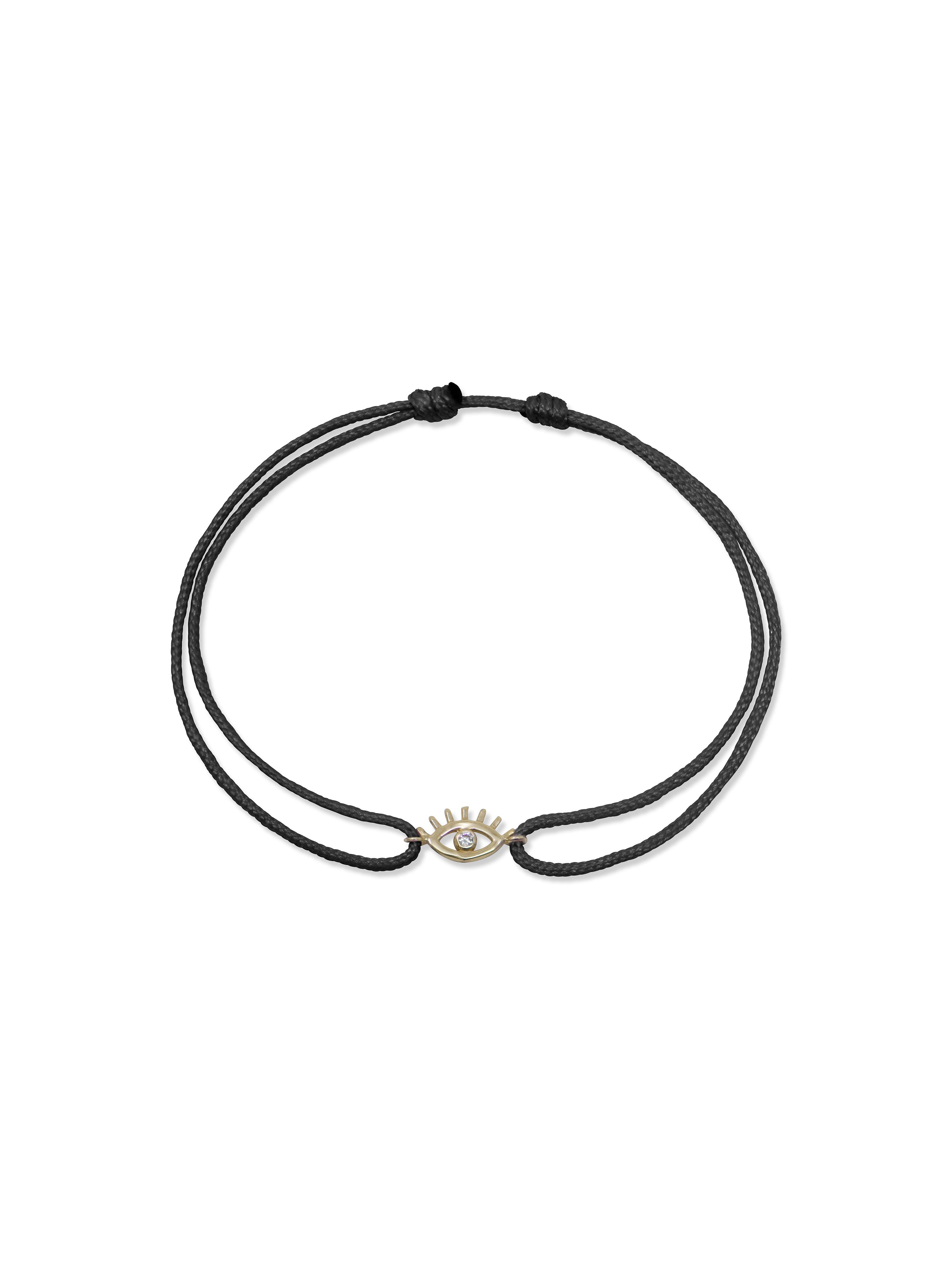 JEWELRY Diamond Evil Eye Lash Silk Cord Bracelet in Black Anzie