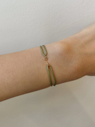 JEWELRY Diamond Tennis Racket Silk Cord Bracelet in Olive Anzie