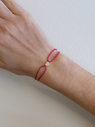 JEWELRY Diamond Pave Heart Silk Cord Bracelet in Red Anzie