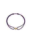 JEWELRY Large Gold Heart Silk Cord Bracelet in Purple Anzie