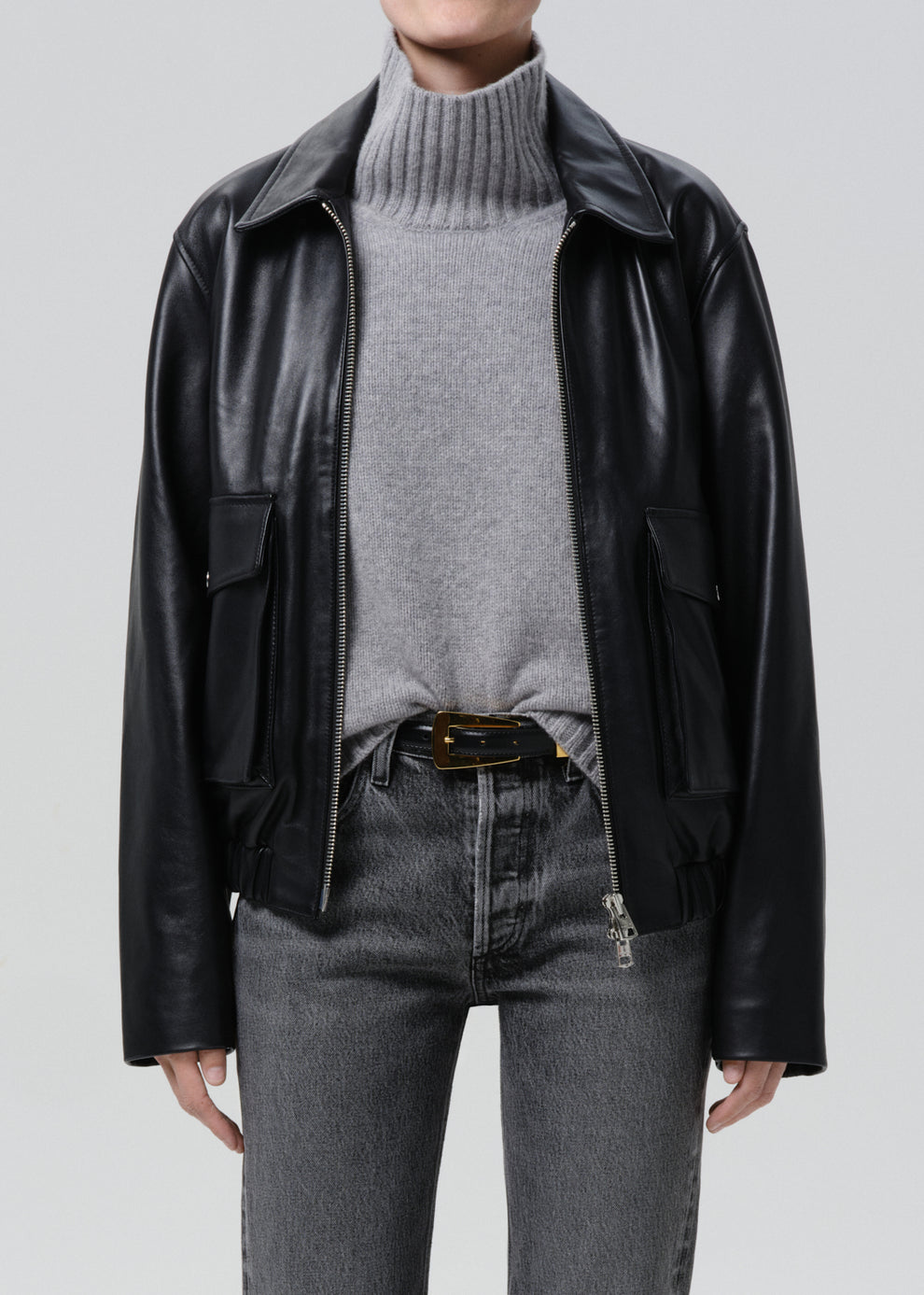COATS/JACKET Zip Front Bomber Jacket in Black Citizens of Humanity