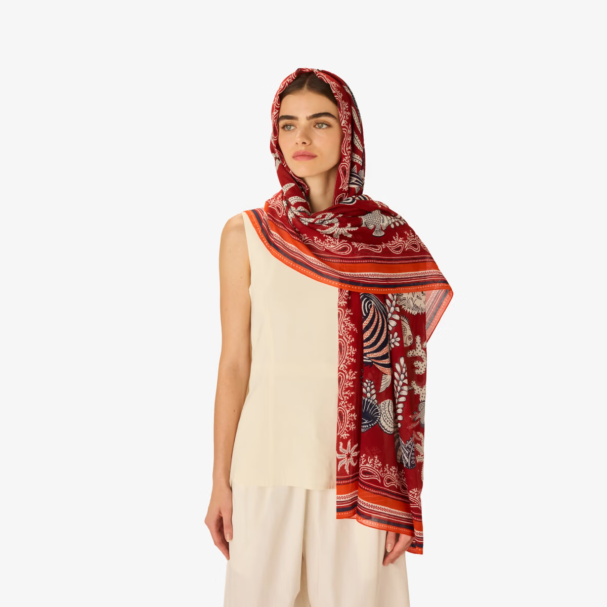 ACCESSORIES Neptune Scarf in Red Inoui Editions
