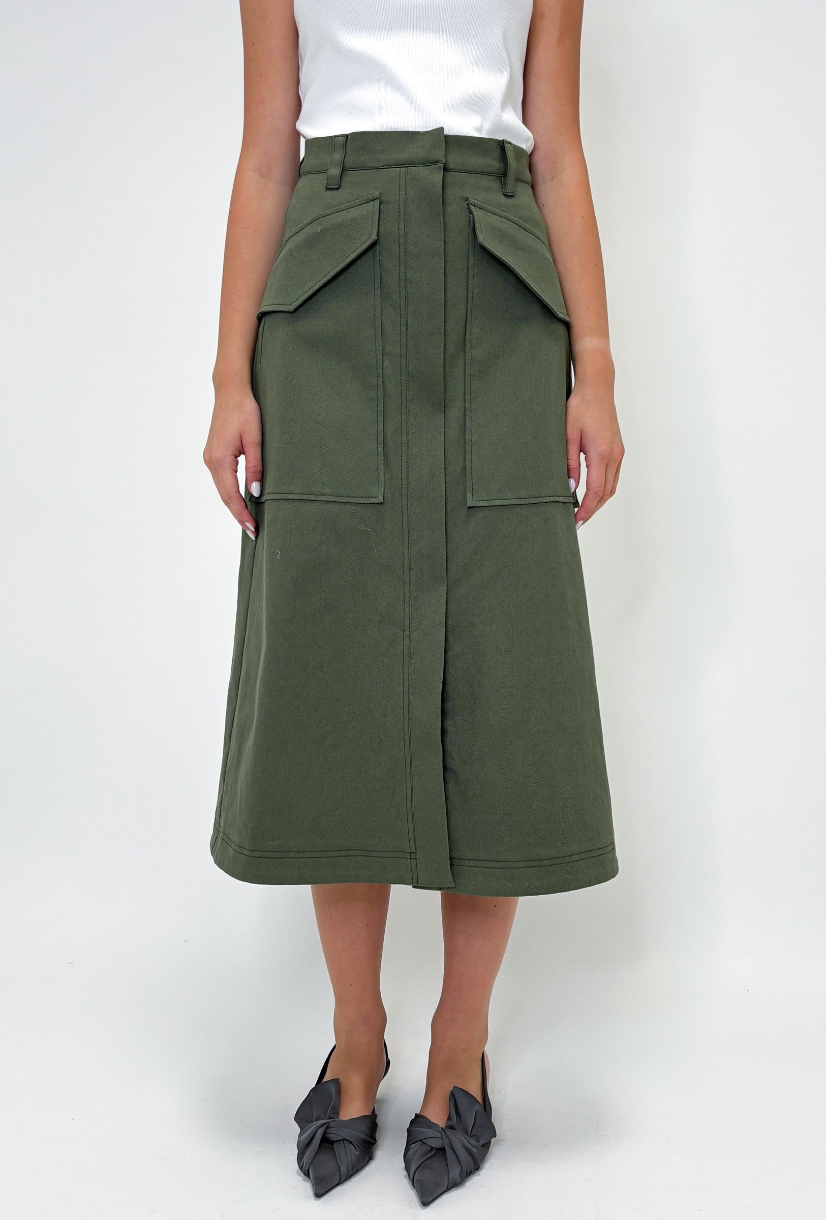 SKIRTS Front Pocket Skirt in Bush Green Odeeh