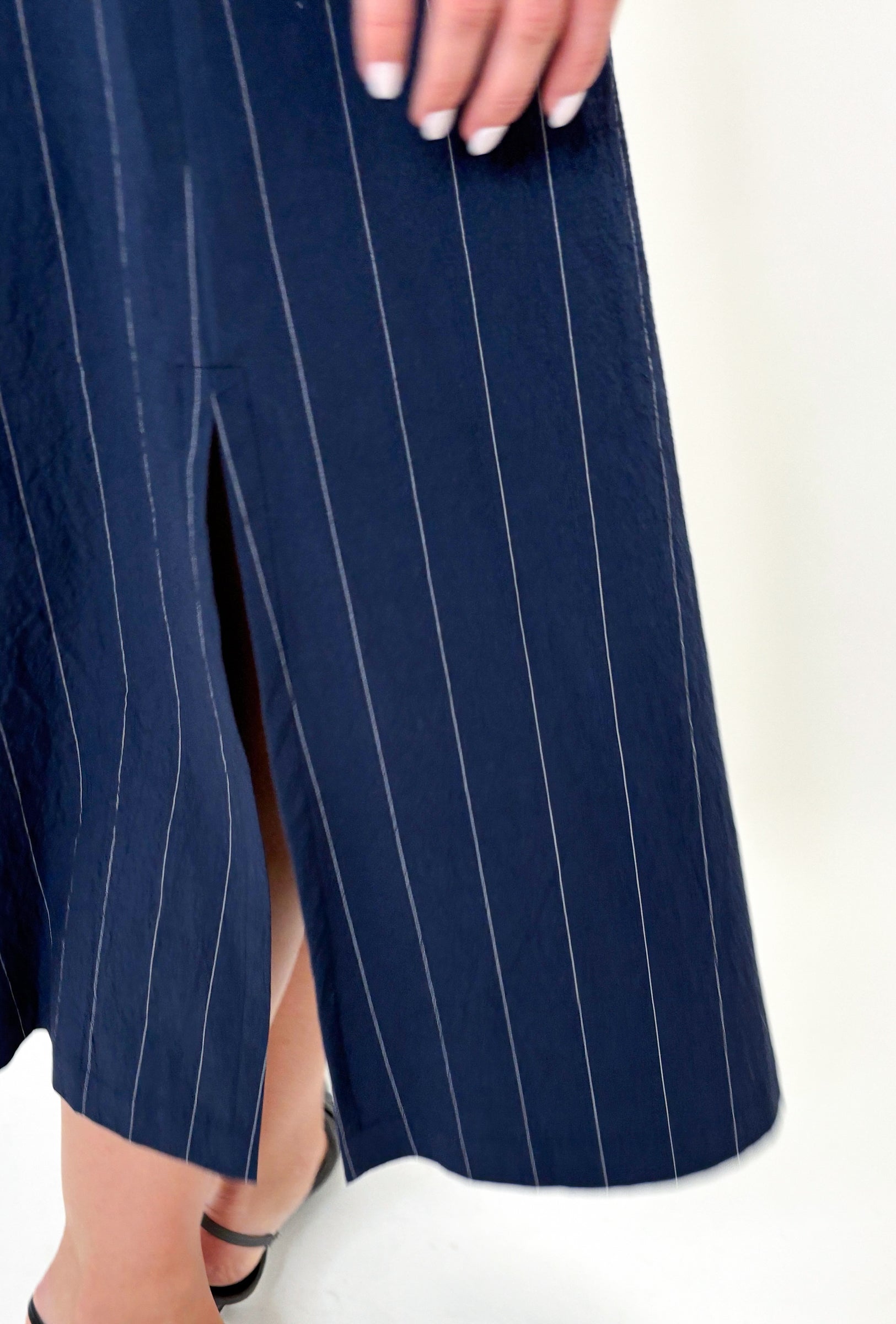 SKIRTS Pinstripe Wrap Skirt in Marine Odeeh