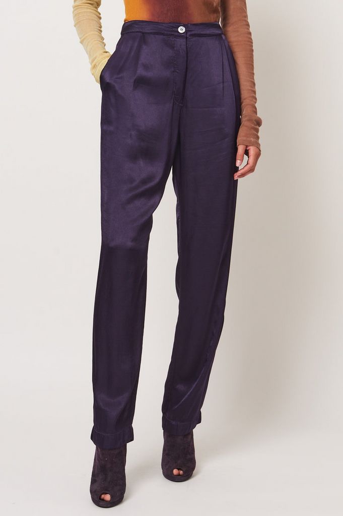 Pants Raquel Allegra Bianca Pant in Dark Eggplant Raquel Allegra