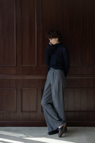 SWEATERS Wool Ribbed Turtle Neck in Navy CT Plage
