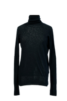 SWEATERS Wool Ribbed Turtle Neck in Black CT Plage