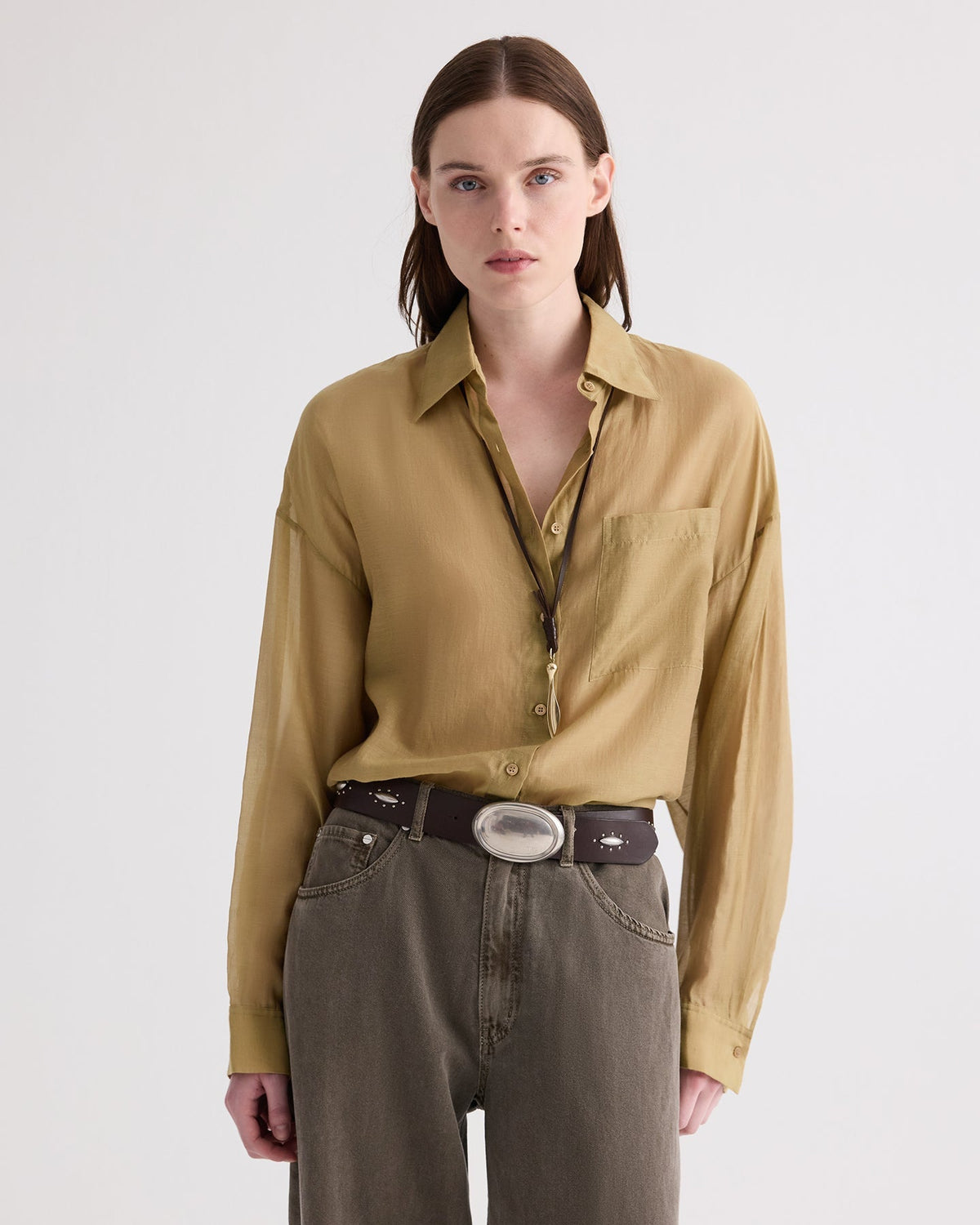 BLOUSES/SHIRTS/TOPS Something Borrowed Shirt in Kelp TWP