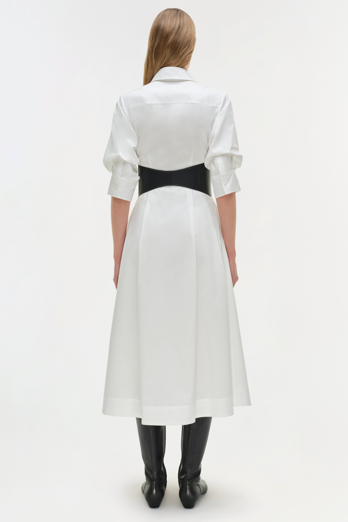 DRESSES/JUMPSUITS Olson Belted Midi Dress in White Simkhai
