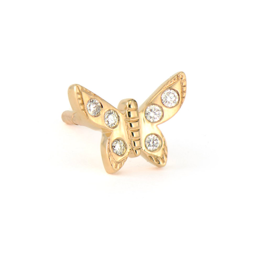 JEWELRY SINGLE DIAMOND BUTTERFLY STUD Three Stories Jewelry