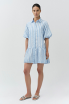 DRESSES/JUMPSUITS Crissy Mini Dress in Oxford Blue Stripe Simkhai