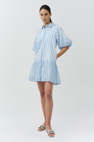 DRESSES/JUMPSUITS Crissy Mini Dress in Oxford Blue Stripe Simkhai