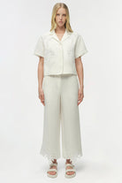 BLOUSES/SHIRTS/TOPS Louisa Embroidered Camp Shirt in White Simkhai
