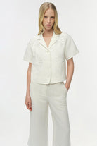 BLOUSES/SHIRTS/TOPS Louisa Embroidered Camp Shirt in White Simkhai