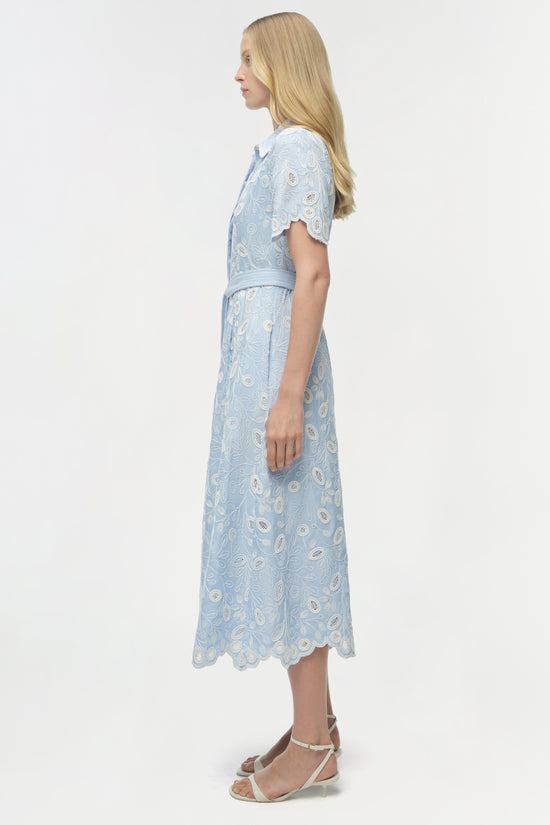 Audria Belted Midi Dress in Tidepool – Serafina
