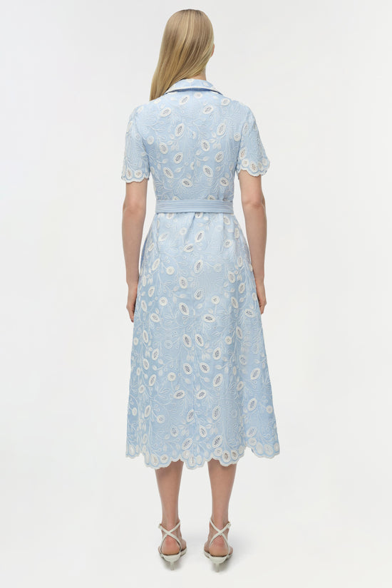 Audria Belted Midi Dress in Tidepool – Serafina