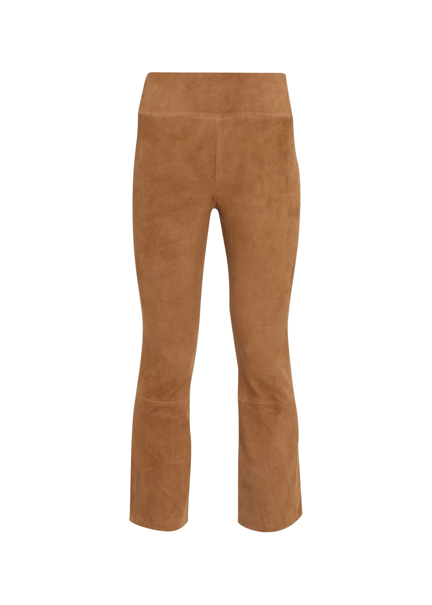 Cropped Flare Leather Leggings in Cognac