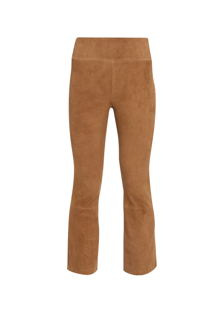 Leather Pants SPRWMN Crop Flare Suede Leggings in Dark Cognac Sprwmn
