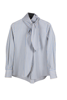 BLOUSES/SHIRTS/TOPS Bow Button Down in Oatmeal Stripe Psophia
