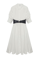 DRESSES/JUMPSUITS Olson Belted Midi Dress in White Simkhai