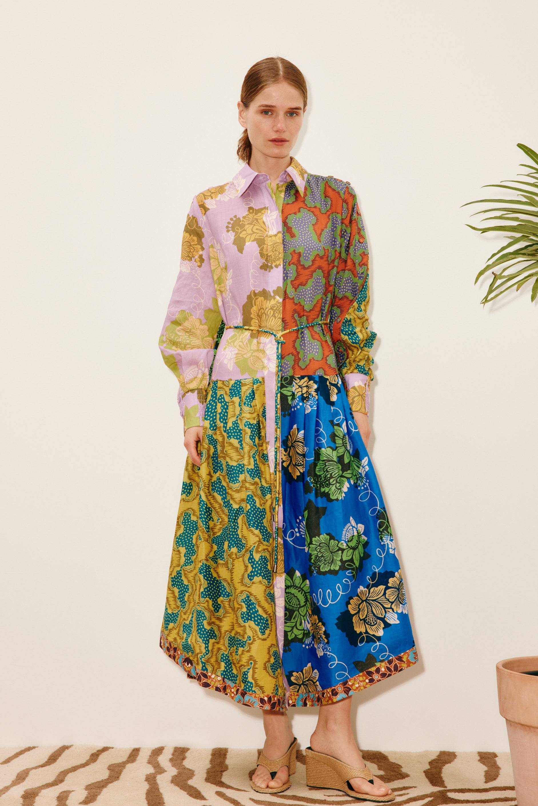 DRESSES/JUMPSUITS Arnie Spliced Shirtdress in Multi Alemais