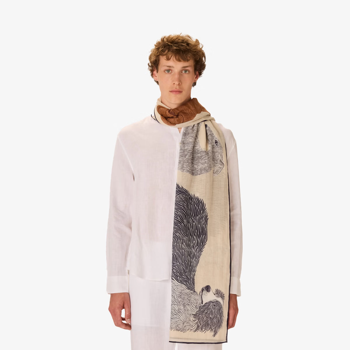 ACCESSORIES Cotton Toutou Scarf in White Inoui Editions