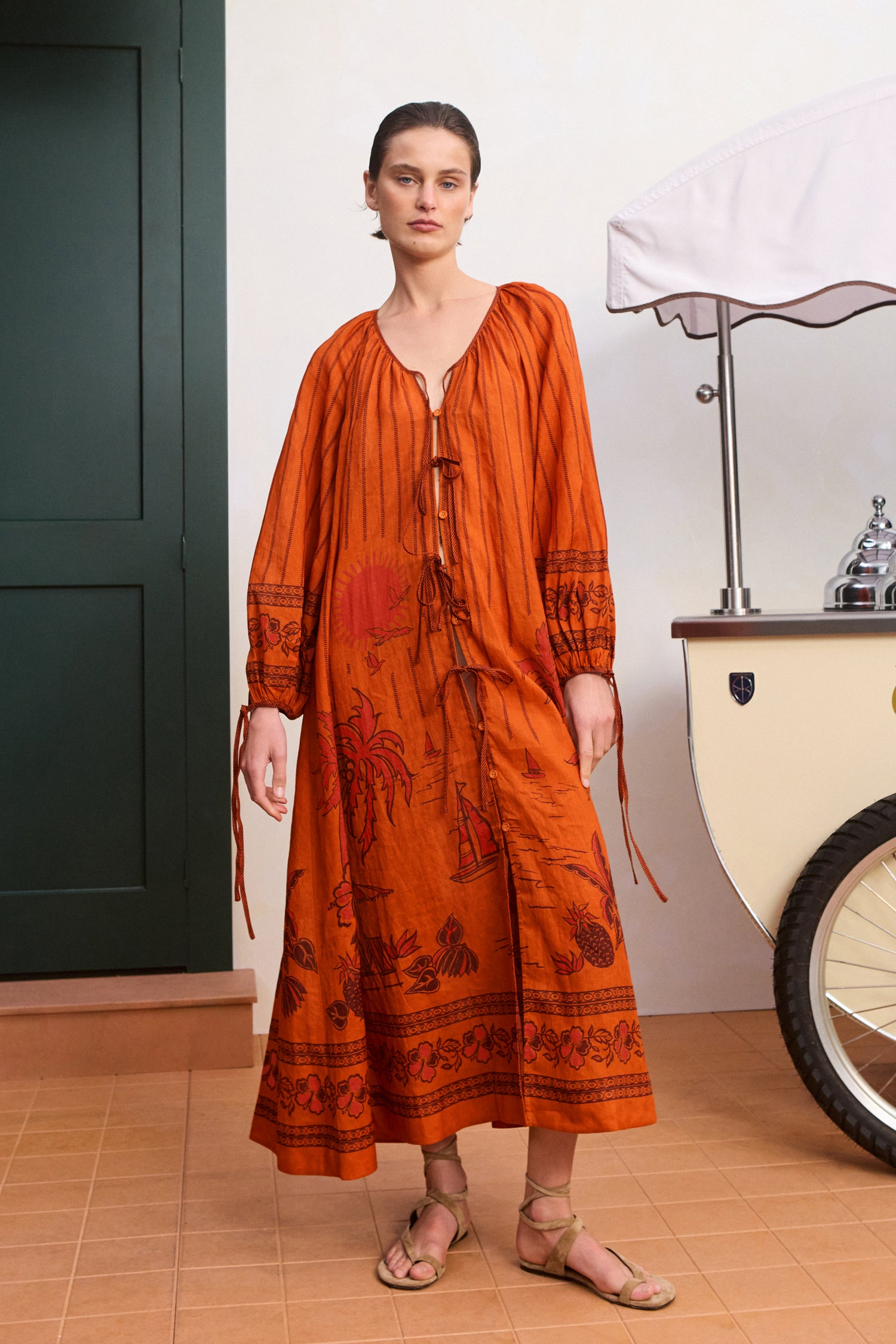 DRESSES/JUMPSUITS Boathouse Shirtdress in Orange Alemais