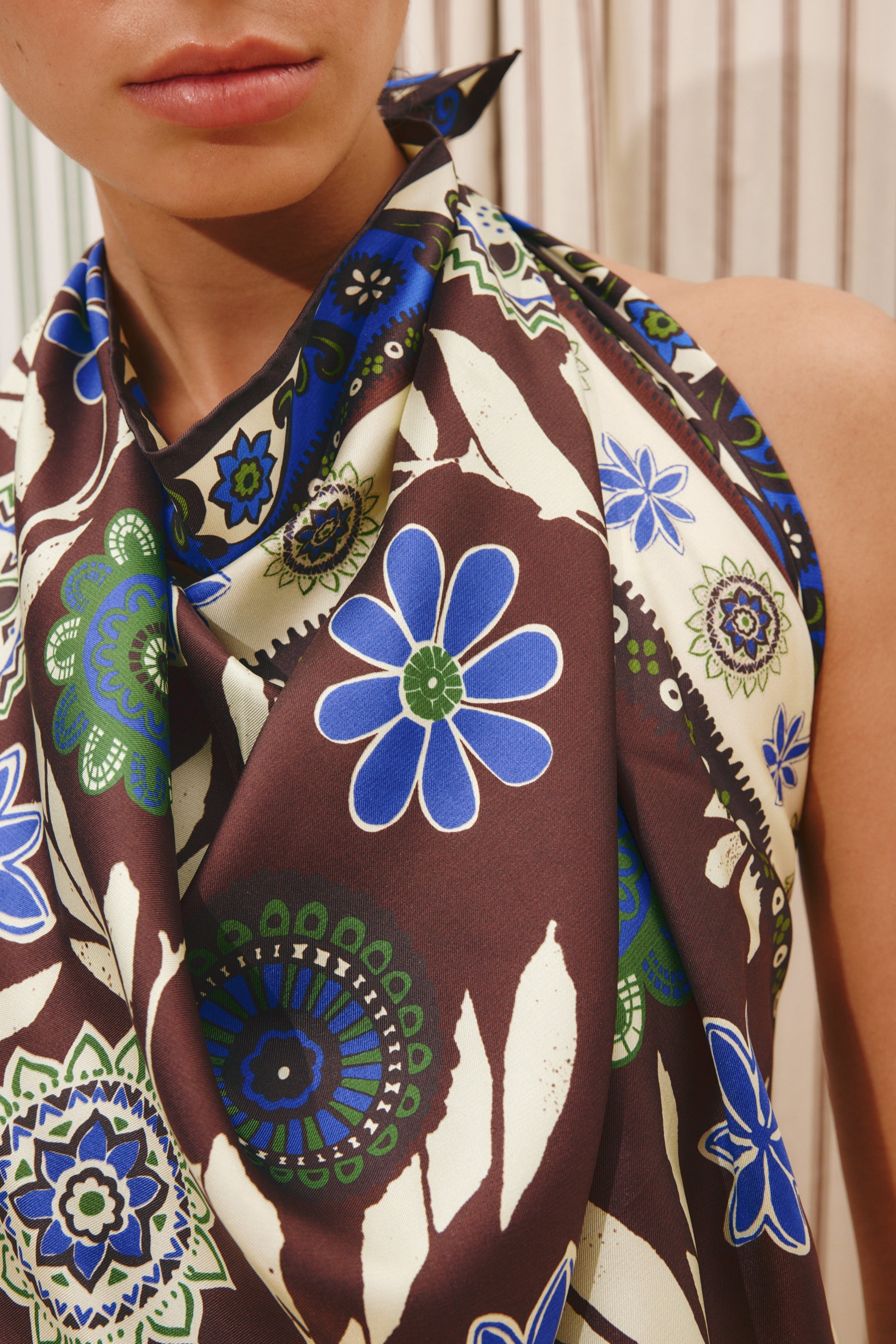 ACCESSORIES Jasper Silk Scarf in Chocolate Alemais