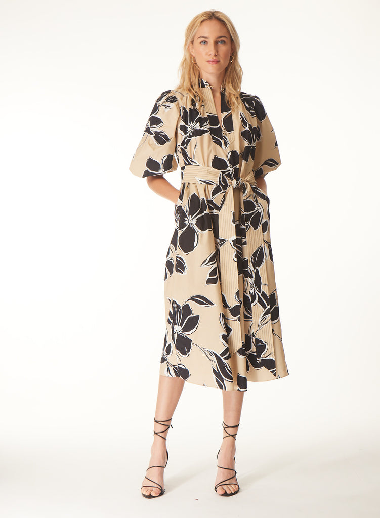 DRESSES/JUMPSUITS Alyssa Dress in Khaki Floral Gilner Farrar
