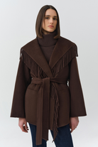 COATS/JACKET Rowen Fringe Jacket in Chocolate Simkhai