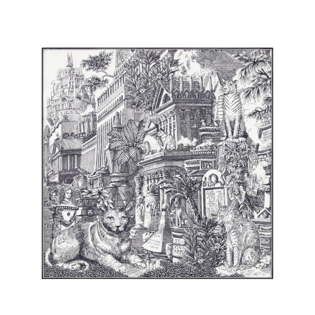 ACCESSORIES Piranesi Square Scarf in Black Inoui Editions